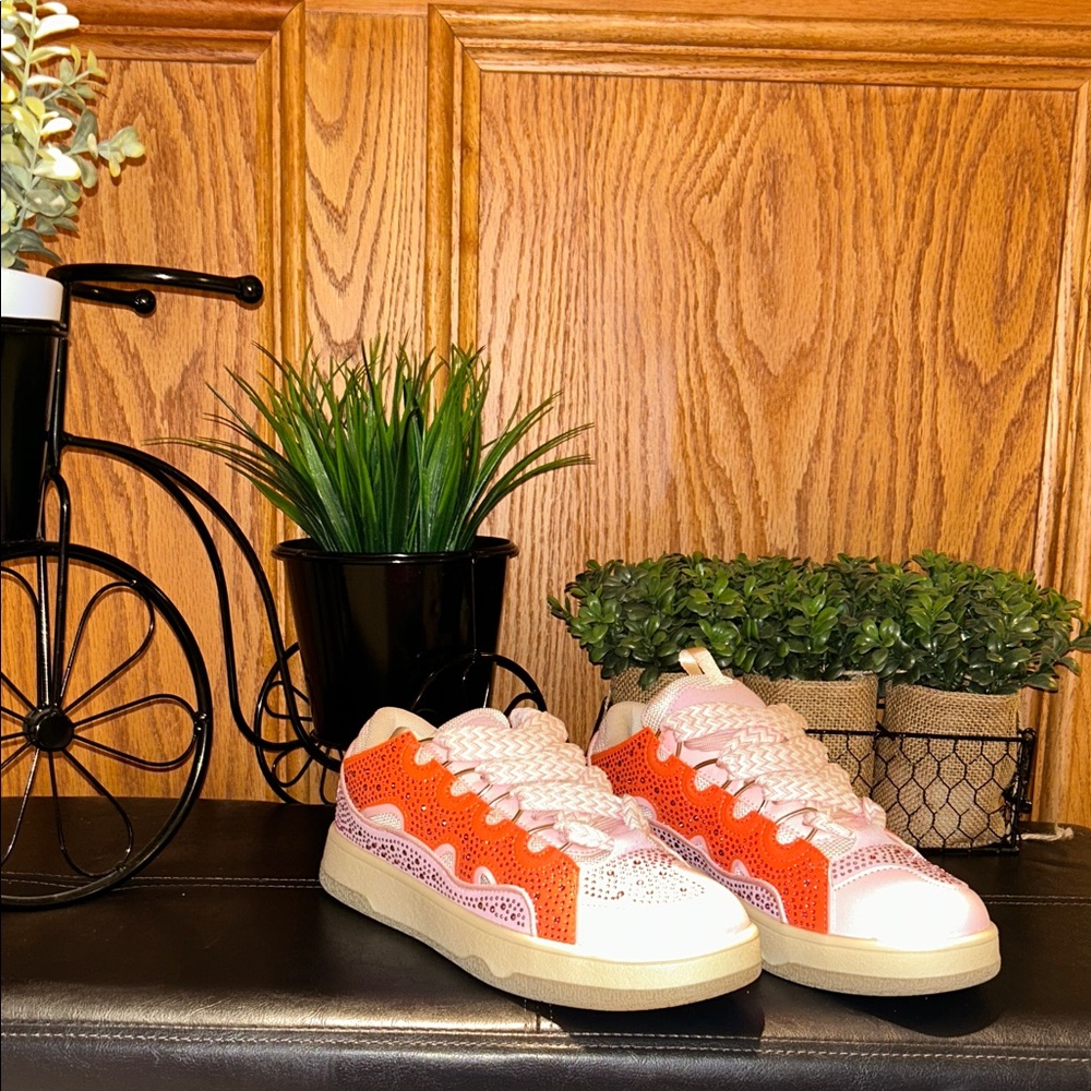 Azalea Wang Vibrant Pink and Purple Sequins Embellished Women's Sneakers